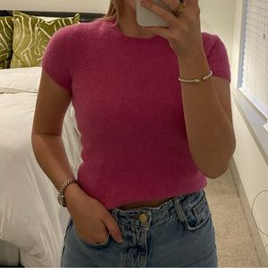 Short Sleeve Pink Cashmere Sweater